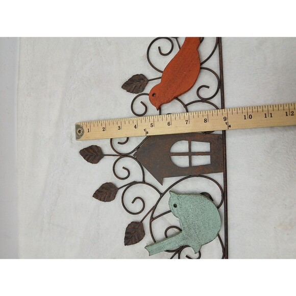 Farmhouse Style Metal Bird & Birdhouse Hanging Wall Art Decor 19" W - Picture 9 of 9